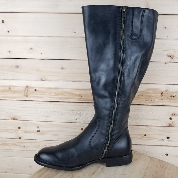 Born Womens 6 M North F71009 Black Leather Side Zip WIDE CALF Riding Boots NEW - Picture 7 of 13